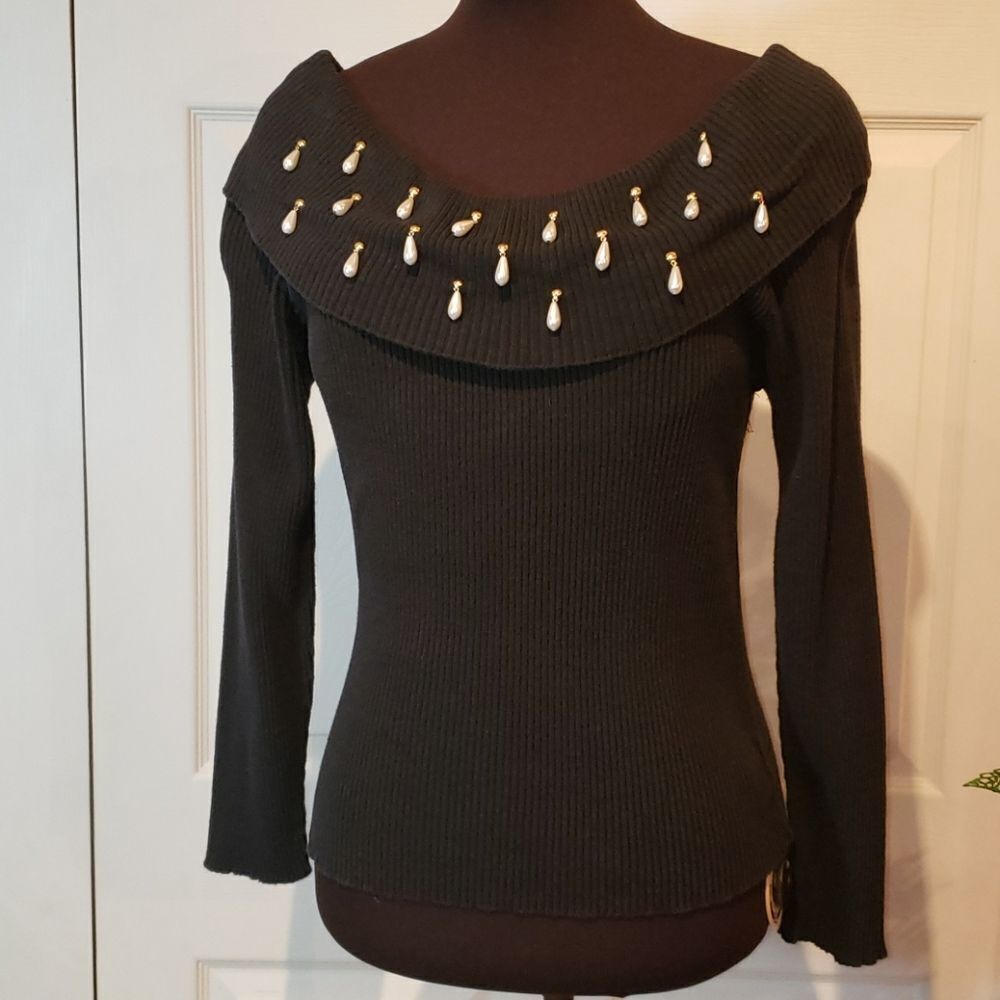 Big City Black Off-the-Shoulder Knit Top